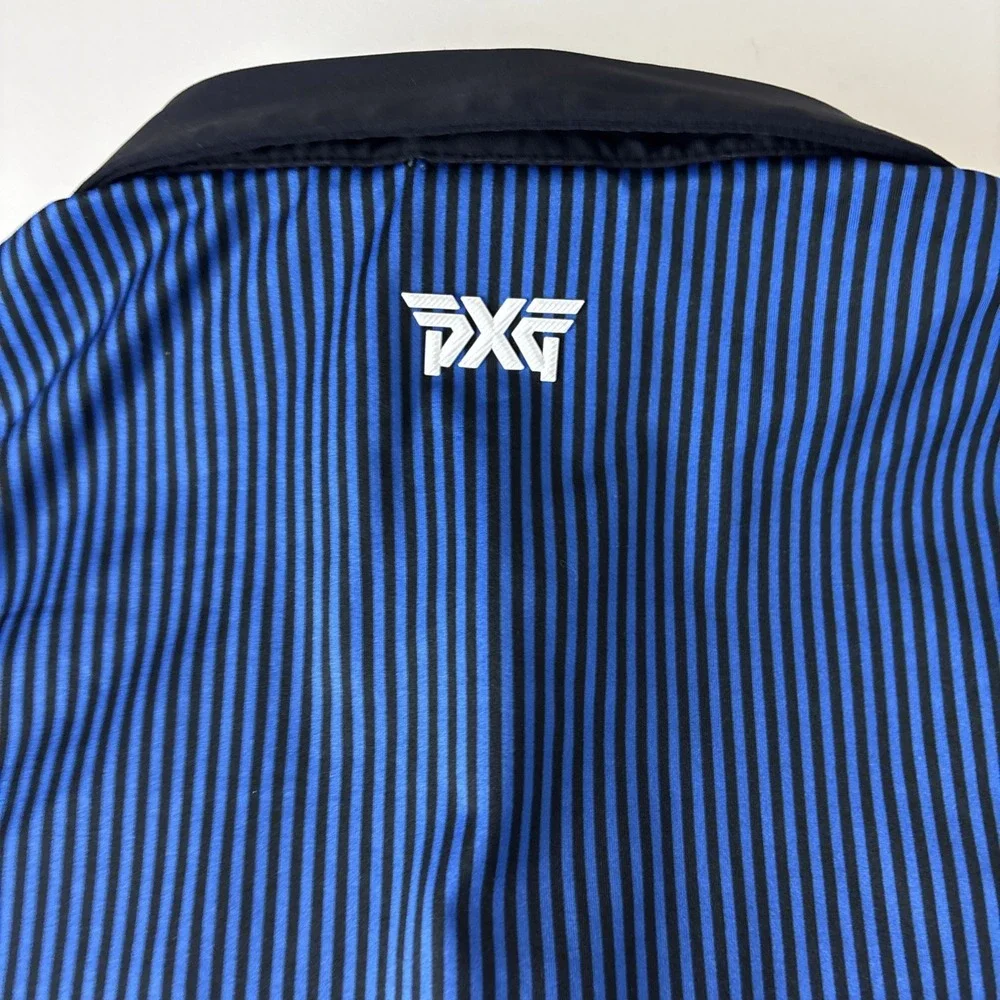 PXG Mens Small Blue/Black Performance Stretch Polo Shirt striped short sleeve - Picture 10 of 11